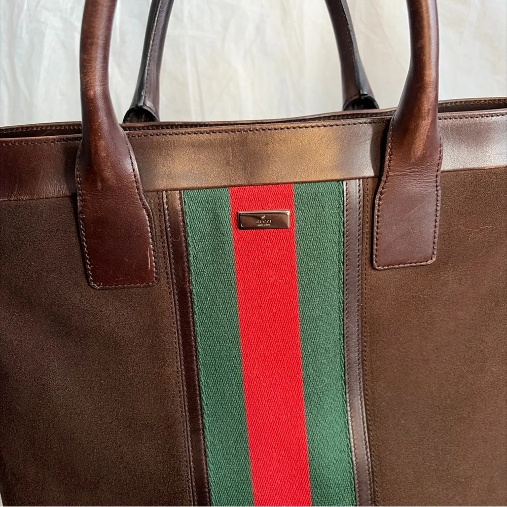 Gucci Brown Suede Ophidia Sherry line tote